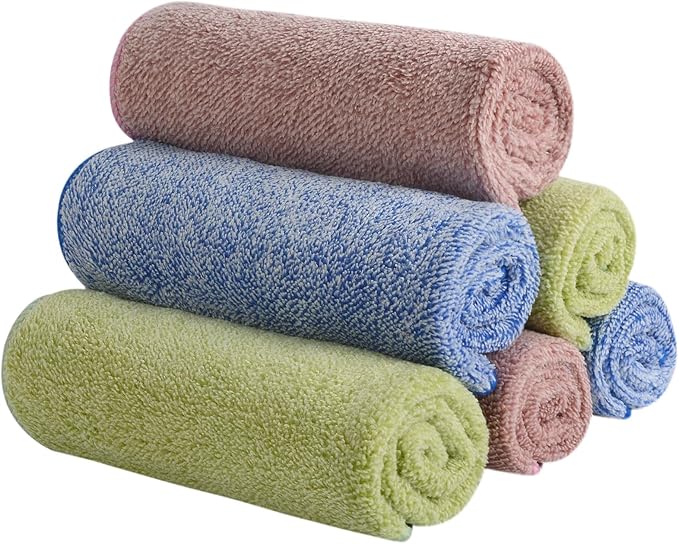 SINLAND Microfiber Face Towels Ultra Soft Facial Washcloths Face Cloth for Bath 12Inch x 12Inch 6 Pack