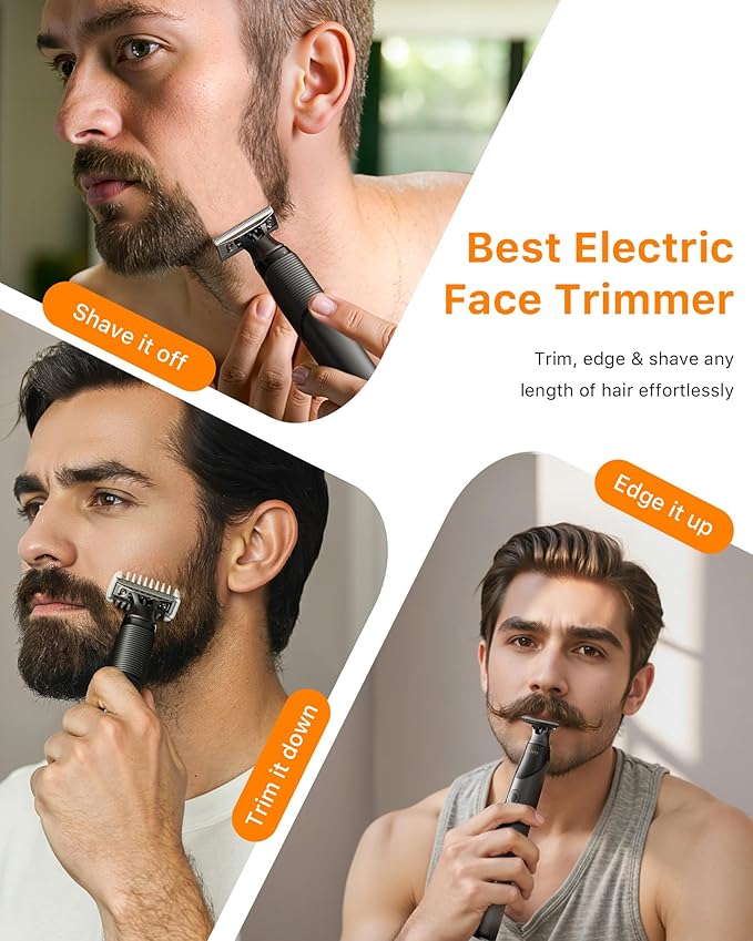 [2026 Upgraded] Body & Nose Hair Trimmer Kit, [All-in-One] Travel Beard Electric Shaver for Men, USB-C Fast Charging, Rechargeable Painless Razor Cordless Waterproof Wet/Dry, Black(Solo)