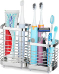 MYITYARD Toothbrush Holder for Bathroom, Stainless Steel Ventilated Electric Toothbrush & Toothpaste Holder, Modern Metal Bathroom Toothbrush Organizer, Bathroom Accessories, 2 compartments
