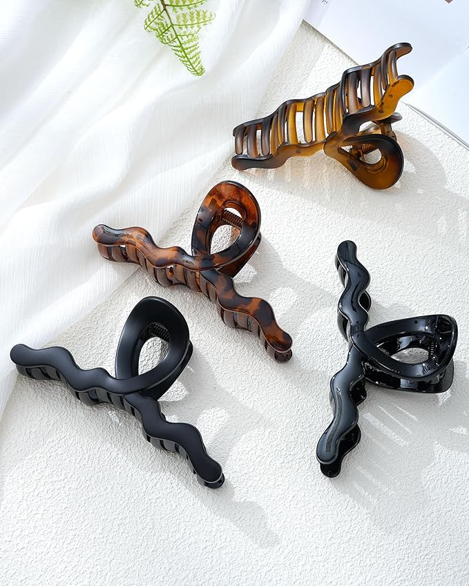 HOKEMP 4 Pack Large Claw Clips for Women Thick hair - 5.12 Inch Hair Claw Clips Non-slip Hair Clips with 360° U-Shaped Spring Strong Hold Hair Clips for Long Curly Hair (Color 1)