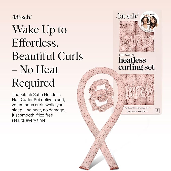 Kitsch Satin Heatless Curls Overnight Set - Micro Dot