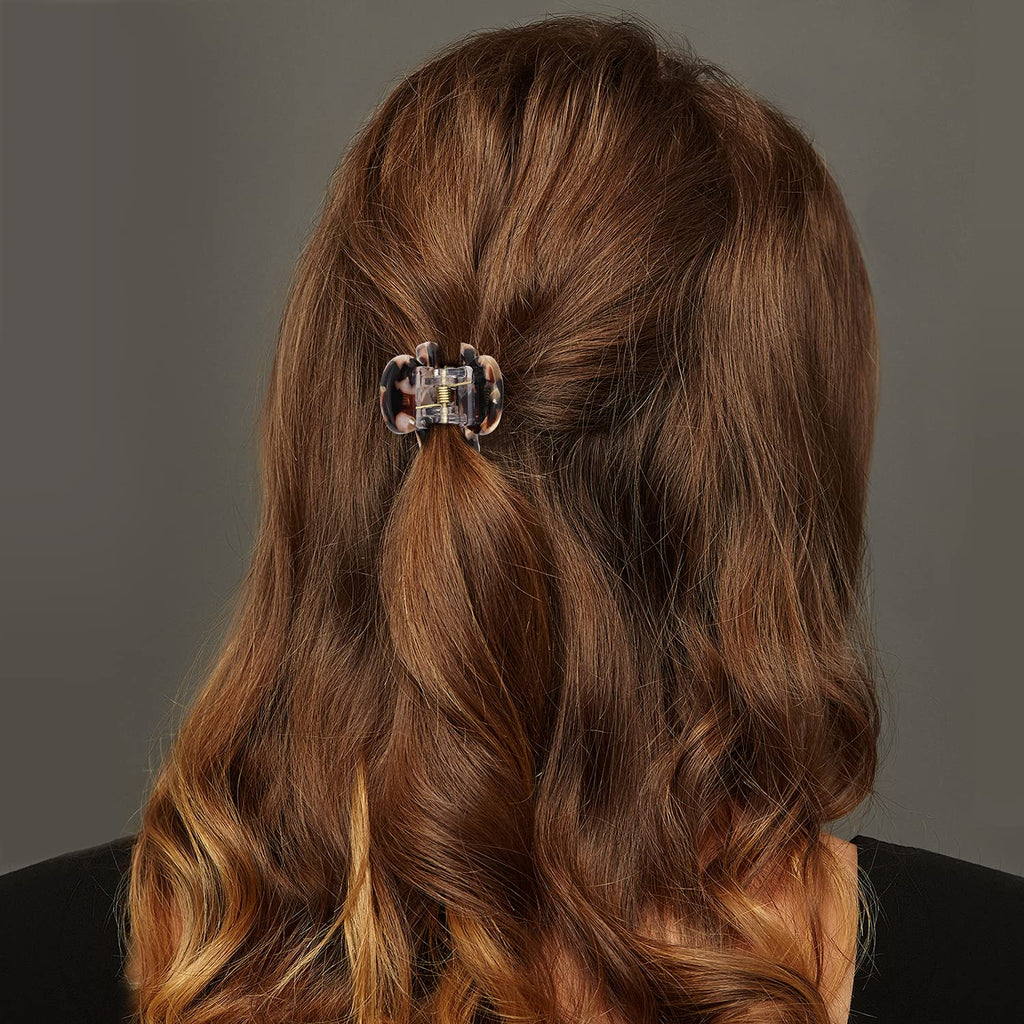 Cobahom Tortoise Shell and Leopard Acrylic Hair Clips for Women and Girls - 12 Pcs Mini Claws and Barrettes for Thin or Thick Hair