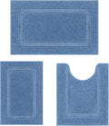SHACOS Blue Bathroom Rugs Sets 3 Piece Small Bath Mat U Shaped Toilet Rug