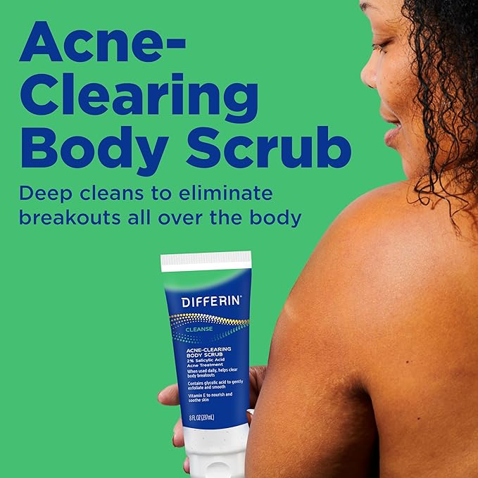 Differin Acne Body Scrub, Salicylic Acid for Back & Chest Treatment, 8 oz