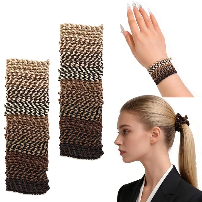 Pack of 100 Braided Elastic Hair Ties Hair Ropes Rubber Bands Ponytail Holder Thick Thin Hair Scrunchies Accessories for Women Girls
