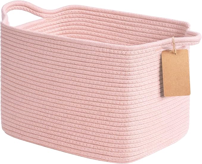Goodpick Extra Large Woven Rope Storage Basket, Rectangle, Light Gray