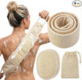 Natural Loofah Back Scrubber for Shower for Men and Women, Exfoliating Loofah Sponge with Soap Saver, 4-pcs