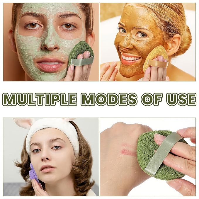 3 PCS Facial Cleansing Sponge Face Reusable Soft Facial Sponges Exfoliating Sponge for Face Spong for Washing Makeup Removal, Travel Friendly Daily Cleansing Faces Scrubber