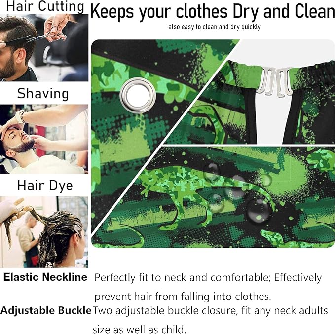 Visesunny Barber Cape - Military Style Dinosaur Animal Polyester Hair Cutting Salon Apron Anti-Static Haircut Shaving Cloth Beard Shaving Bib Hairdressing Cape