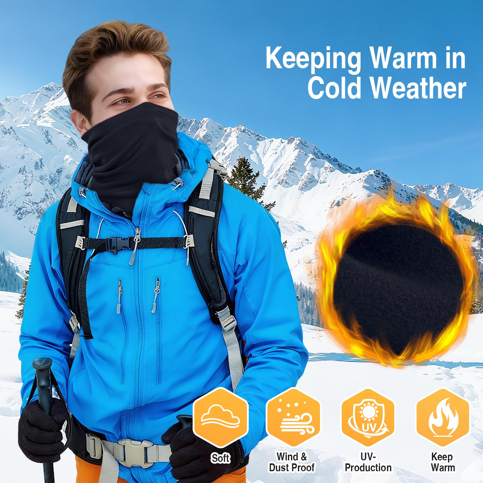 LUOLIIL VOE 2 Pack Winter Neck Gaiter Warmer for Men & Women, Windproof Face Cover Soft Fleece Face Mask Scarf for Cold Weather Outdoor Sports Skiing Cycling