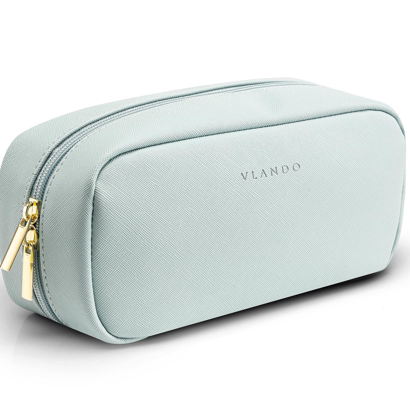 VLANDO Makeup Pouch,Travel Makeup Organizer Bag,Small Makeup Bag Travel Gifts for Women Traveler Birthday Graduation Gift Ideas-Blue