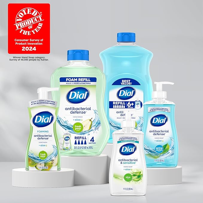 Dial Antibacterial Foaming Hand Soap Refill, Fresh Pear, 52 fl oz (Pack of 2)