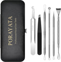 Blackhead Remover Tool Kit, 6 Pcs Pimple Popper Comedone Extractor Set with Acne Needles, Tweezers, Pore Scraper for Blemish, Zit, Whitehead Removal on Nose and Face, with Storage Case