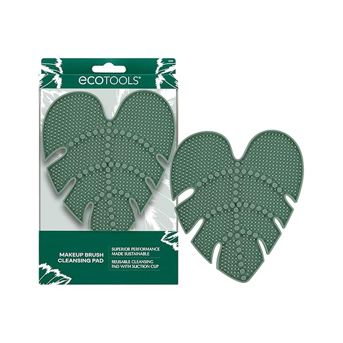 EcoTools Makeup Brush Cleansing Pad, Brush Cleaner Mat for Deep Cleaning Tools, Use with Shampoo, 100% Silicone, Easy to Clean, Features Suction Cup for Usage, Cruelty-Free, 1 Count