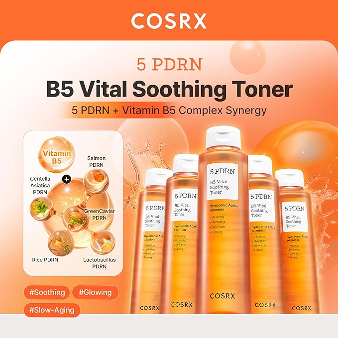 COSRX 5 PDRN B5 Vital Soothing Toner - Korean Toner for Rejuvenating & Soothing Skin with Salmon DNA, Centella, Lactobacillus PDRN & Panthenol, Korean Skin Care 9.46 fl.oz.