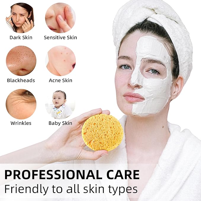 120-Count Compressed Facial Sponges|Kickleen 100% Natural Cellulose Cosmetic Spa Sponges for Daily Facial Cleansing|Makeup And Mask Removal|Exfoliating|Skin Massage|Pore Exfoliation (120Count(Yellow))