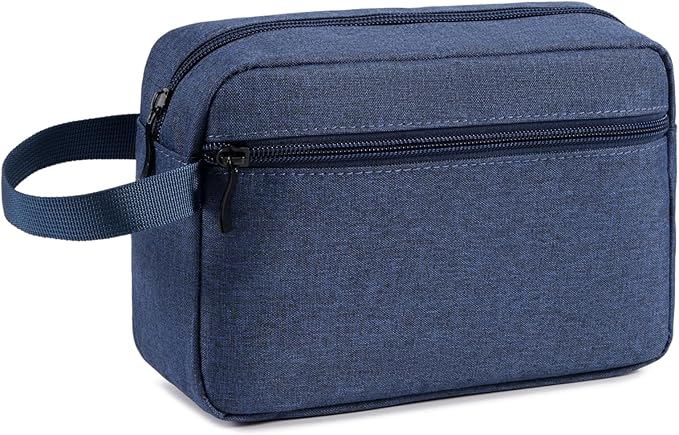 XIRYOHEAUR Travel Hanging Toiletry Bag with Carry Handle - Water-Resistant Small Cosmetic Organizer for Men & Women, Makeup, Shaving Kit, Gym & Travel Essentials (Blue)
