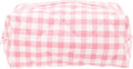 PAZIMIIK Cozy Makeup Bag for Women,Zipper Cosmetic Pouch,Checkered Pink