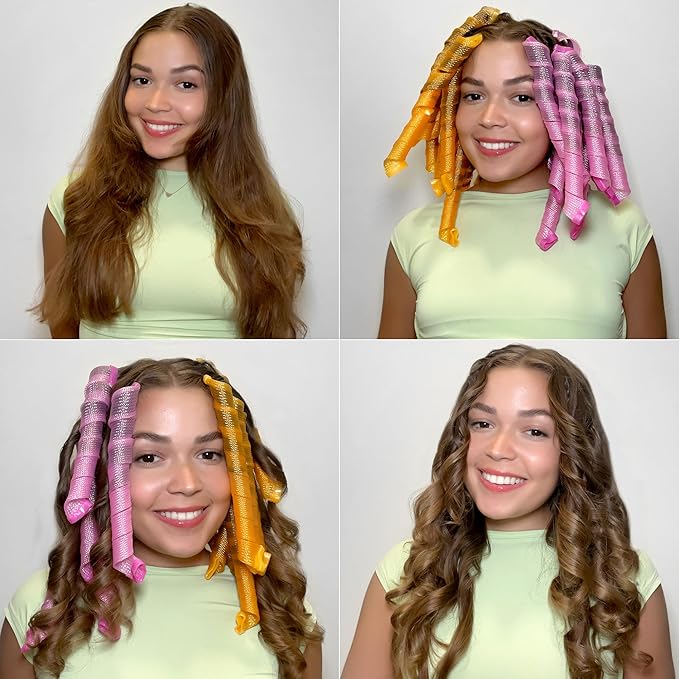 40pcs Heatless Spiral Hair Curlers for Long Hair - Heatless Curls Overnight 22inch Magic Hair Rollers No Heat Curlers for Women Kids