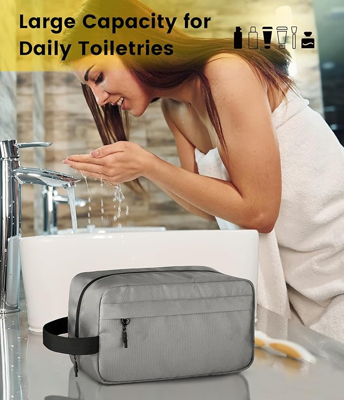 Vorspack Travel Toiletry Bag for Men - Hanging Toiletries Bag Water Resistant Travel Bag for Toiletries Accessories - Grey