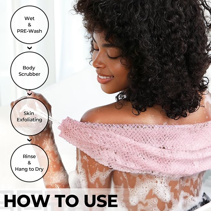 African Net Sponge Authentic - Exfoliating Back Scrub Bath Sponge with Knots - Afro Scrub Body Scrubber Exfoliator Washcloth - African Body Care Daily Use Shower Essentials