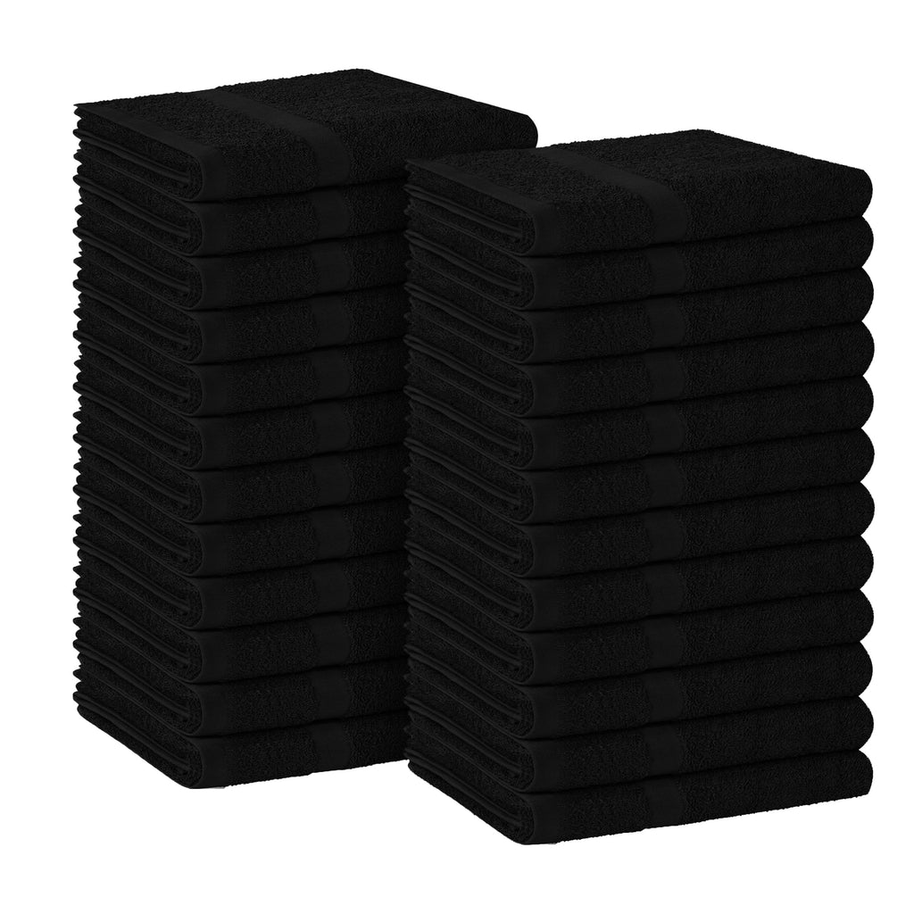 Avalon Towels Salon Towel - Black Hand Towels Bulk Pack of 24 - 100% Cotton Absorbent Spa, Facial & Gym Towel for Working Out - 16x27 Inches (Not Bleach Proof)