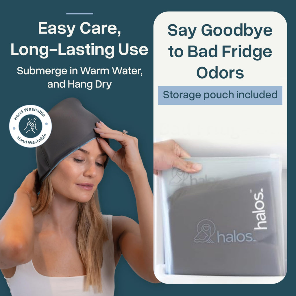 MyHalos Migraine & Headache Relief Cap, 30% More Gel, Hot & Cold Ice Wrap
