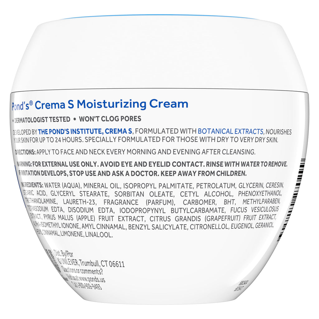 Pond's Nourishing Moisturizing Cream, Crema S, Fragrance Free, Ivory, 14.1 Oz