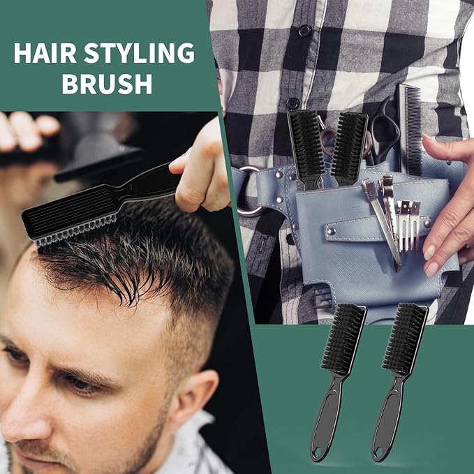 SQULIGT 6 Pcs Barber Clipper Brush Blade Trimmer Cleaning Brush Set Duster Manicure Nylon Brush Hair Styling Tool (Black)