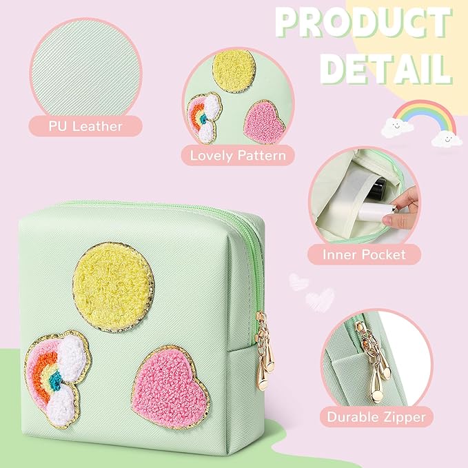 Period Bag for Teen Girls Shark Week Pouch Portable Sanitary Pad Bags for Period Teen Period Pads Pouch for Panty Liners, Tampons, Menstrual Cup - Mint