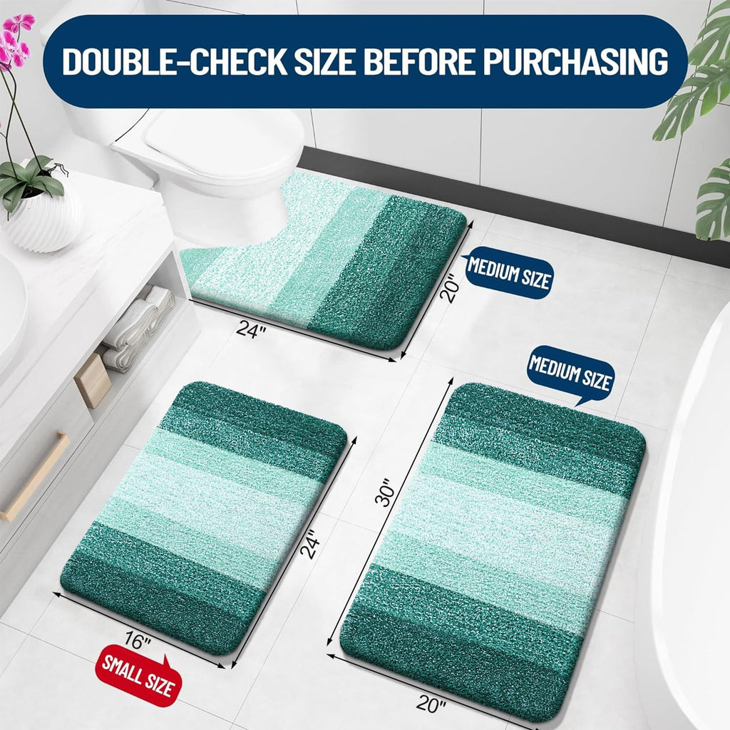 OLANLY Microfiber Bathroom Rugs Sets 3 Piece, 30"x20"+24"x16"+24"x20"