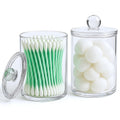 Havenity Acrylic Qtip Holder Bathroom Set, Bathroom Containers with Lids, Clear Plastic Apothecary Jars, Q Tip Holder Bathroom Set, Cotton Swab Holder, Cotton Ball Holder (Pack of 2)