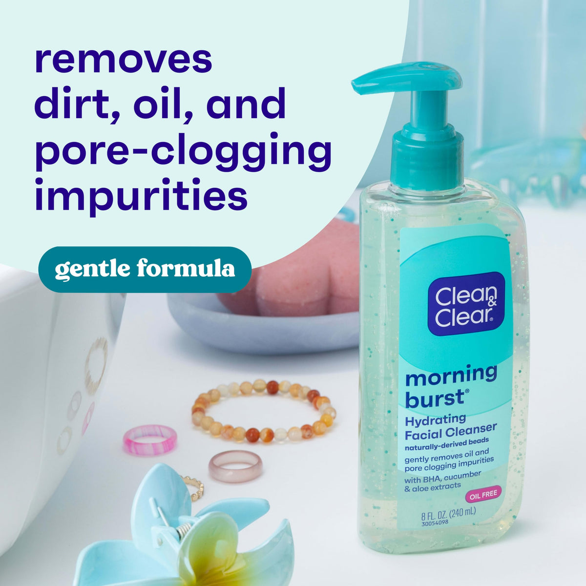 Clean & Clear Morning Burst Hydrating Facial Cleanser with BHA, 8 fl oz