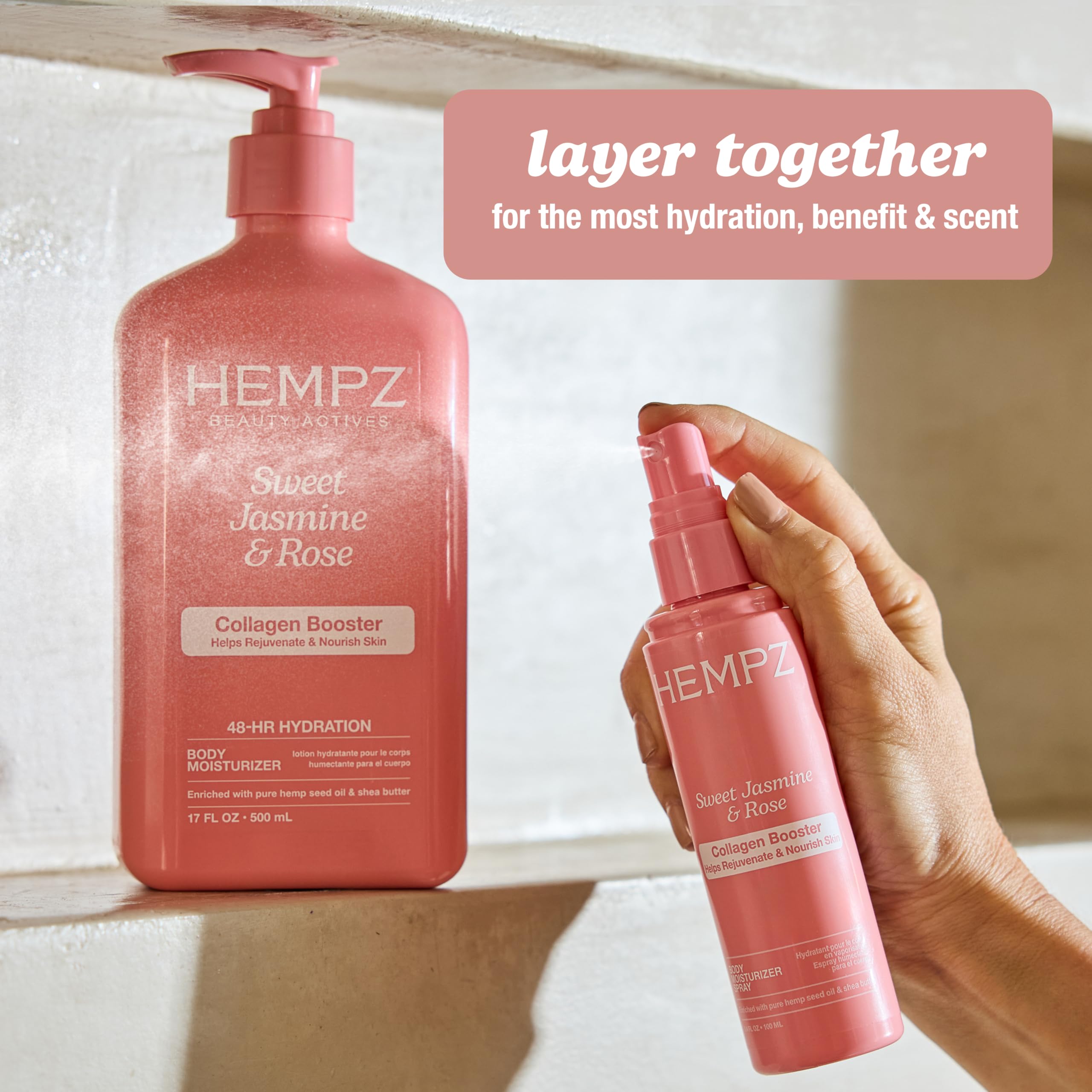 Hempz Sweet Jasmine & Rose Herbal Body Moisturizer for Women, 17 Fl. oz. - Moisturizing Lotion with 100% Pure Hemp Seed Oil, Collagen, Shea Butter - Hydrating Vegan Lotion for Dry Skin