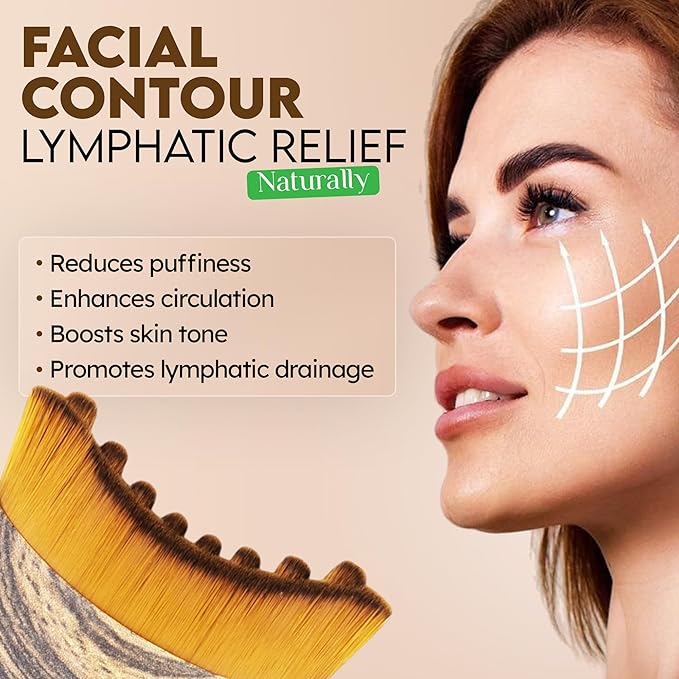 Lymphatic Contour Face Brush, Dry Brush for Lymphatic Drainage, Jawline & Neck Sculpting, Gua Sha Massager, Double Chin Reducer, Anti-Puffiness, Face Lifting & Skin Glow