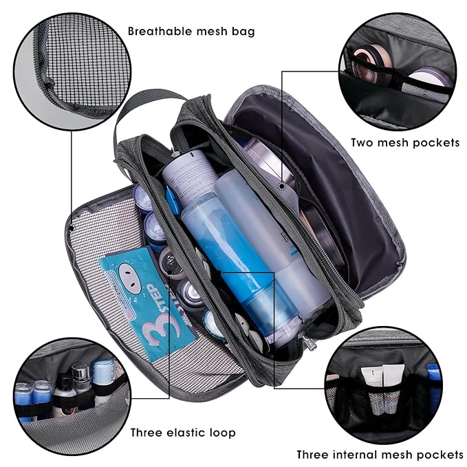 WANDF Travel Toiletry Bag for Men, Small Dopp Kit for Toiletries