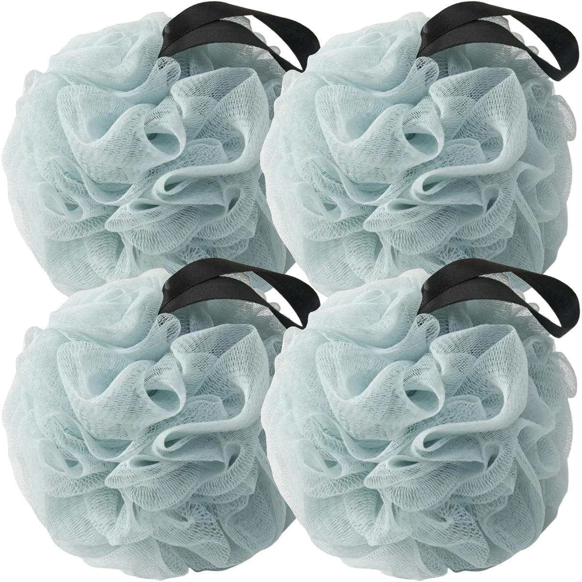 Loofah Sponges for Shower,Exfoliating Cleaning Bath Loofa Body Scrubber Balls for Women Men Washing,All Black 4 Pack