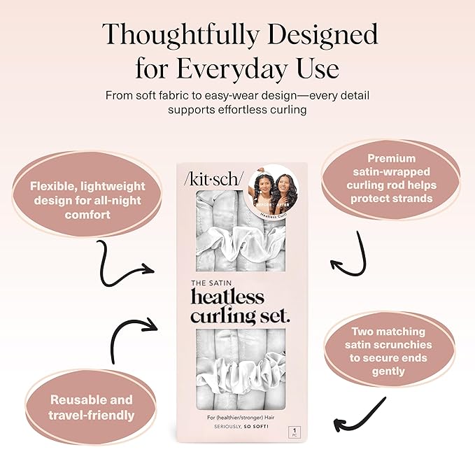 Kitsch Satin Heatless Curls Overnight Set - Ivory