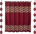 Zahari Home 13pc Elegant Rose Bathroom Shower Curtain Sets Elegant Shower Curtain & 12 Shower Curtain Rings Contemporary Decor Burgundy Shower Curtain Unique Design Stylish Shower Accessories