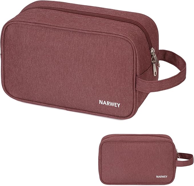 Narwey Travel Toiletry Bag for Women Traveling Dopp Kit Travel Bag for Toiletries Cosmetic Bag Makeup Bag Medicine Bag for Traveling (Jujube Red)