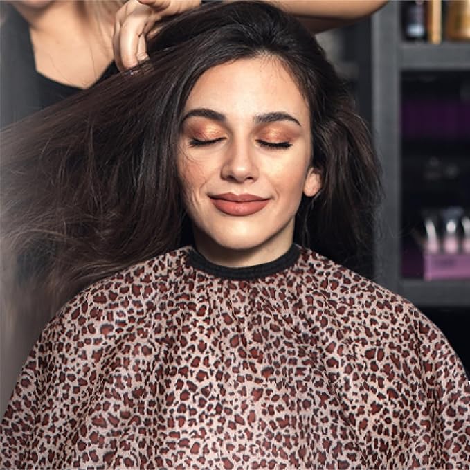 Waterproof Leopard Hair Cutting Cape - 64" x 56" Salon Cape with Adjustable Neckline for Professional Stylists and Home Use