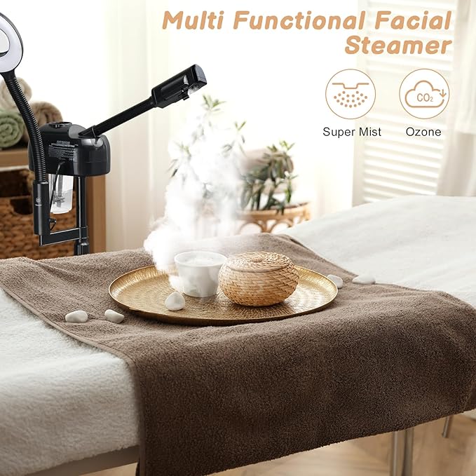 Winado 2 in 1 Facial Steamer with 5X Magnification Light, Deep Cleaning