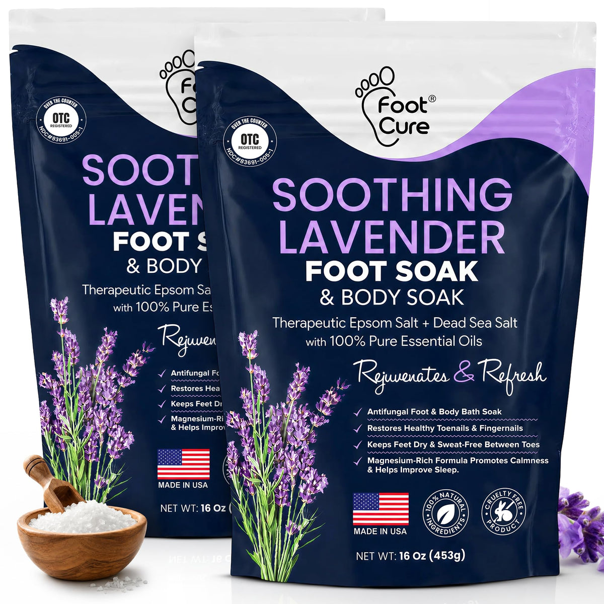 Tea Tree Oil Epsom Salt Foot Soak for Toenail Fungus Treatment, Tired Feet