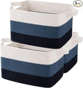 OIAHOMY Storage Basket, Woven Baskets for Storage, Cotton Rope Basket for toys,Towel Baskets for Bathroom - Pack of 3, Gradient Blue