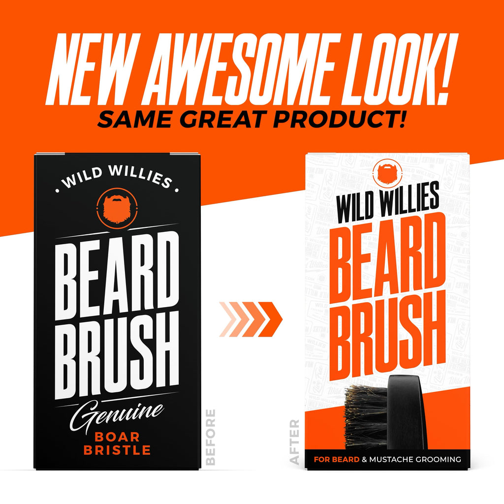 Wild Willies Beard Brush & Beard Balm Leave-In Conditioner Kit, Boar Bristles, Travel Size, Ergonomically-Designed Handle, Promotes Fast Beard Growth & Removes Itch