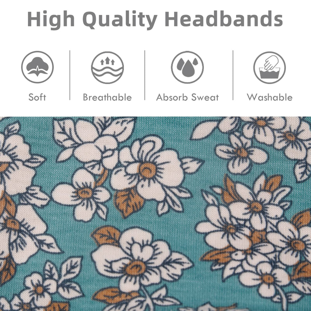 Huachi Boho Headbands for Women Wide Head Bands, Yoga Workout Hair Bands for Women's Hair Non Slip, Summer Womens Headbands Hair Accessories 6 Pack