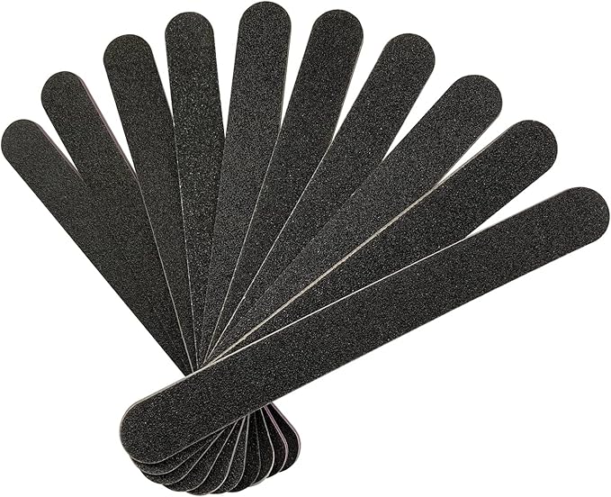 HeeYaa 5 Rows 2 Layers 10 PCS Nail File, Red Tough PP Core, Exquisite Kraft Paper Box, Double Sided 100/180 Grit Black Emery Board Manicure Pedicure Nail Tool