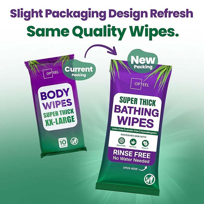 OPTEEL Super Thick Bath Shower Wipes, Softly Scented, Pre Moistened 80ct