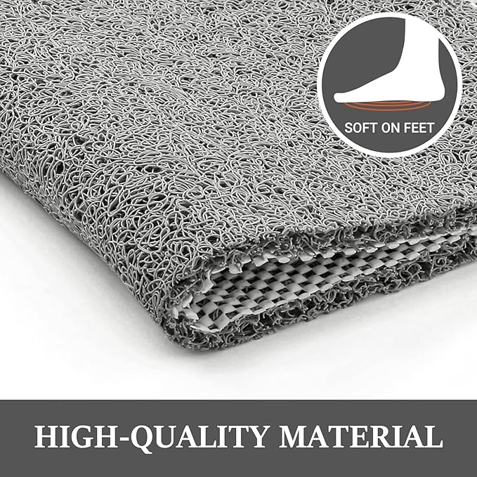 LuxStep Shower Mat Bathtub Mat,36x16 inch, Non-Slip Bath Mat with Drain, Quick Drying PVC Loofah Bathmat for Tub,Shower,Bathroom (Phthalate Free,Grey)