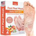 CÉLOR Foot Peeling Mask for Dry Cracked Feet | Foot Mask to Exfoliate Rough, Cracked, Dry Feet, Calluses for Soft Baby Feet Results | Made with Aloe Vera Extract for Women & Men (2 Pairs) | Peach